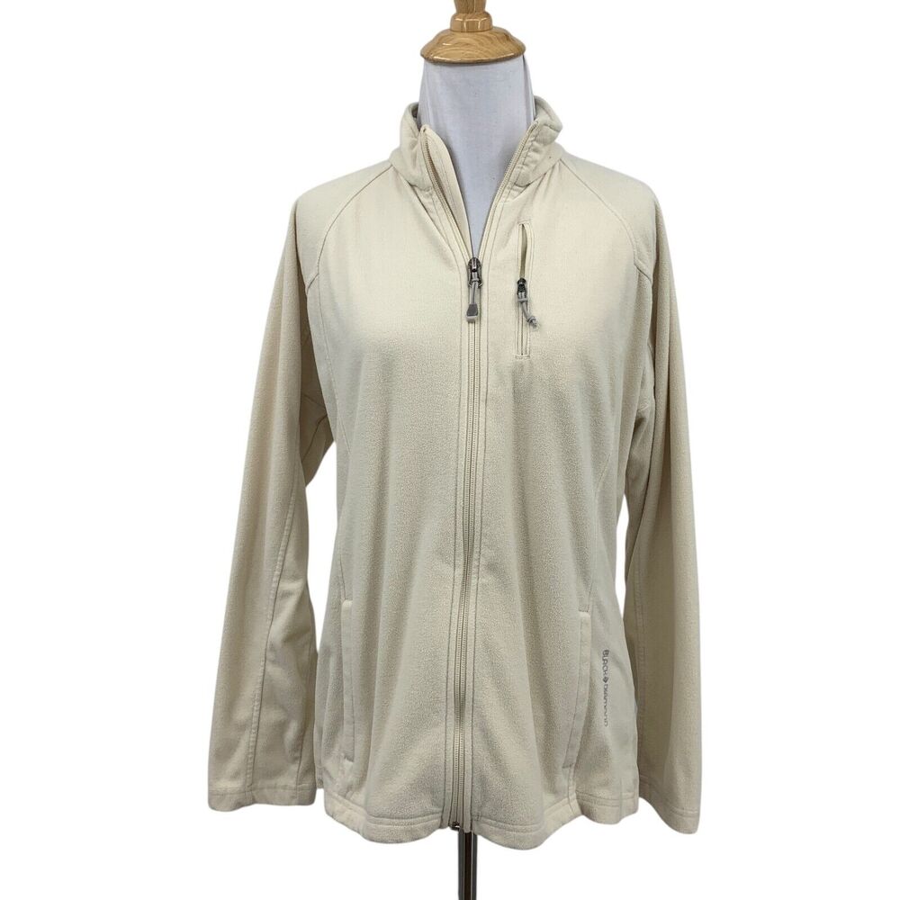 Black Diamond Jacket Womens M Medium Eggshell Fleece Full Zip Mock Long Sleeve